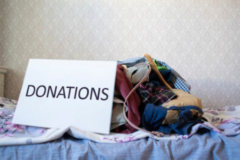 Unwanted clothes ready to go up for donation